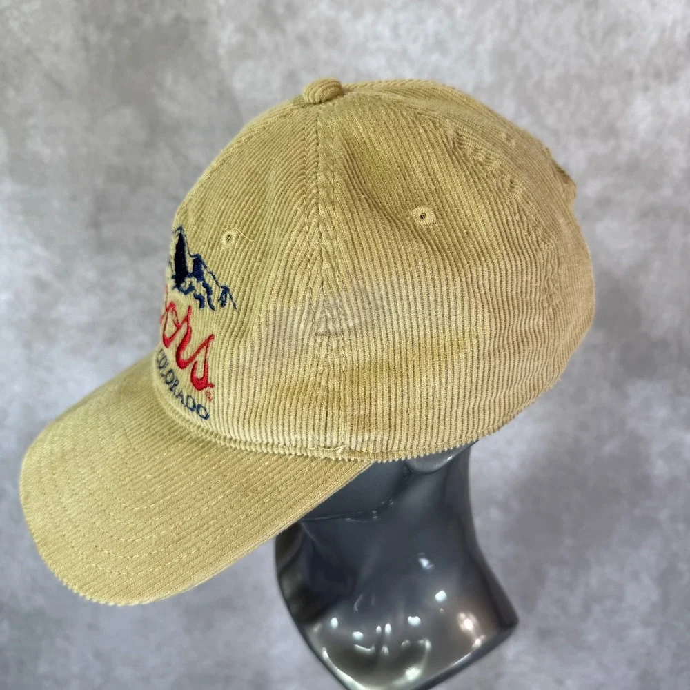 Coors Banquet Hat Mens OSFA Tan Solid Corduroy Snapback Golden Colorado Logo